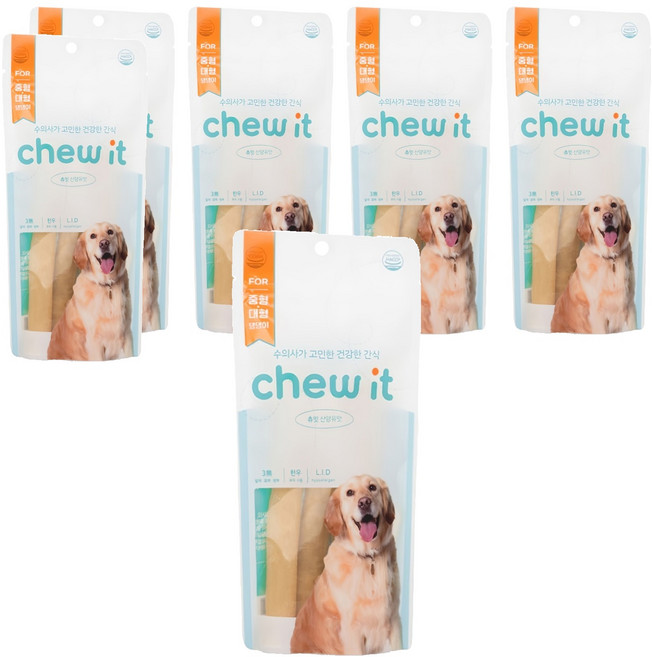 츄잇 중대형견용 한우 덴탈껌 점보, 산양유, 90g, 6개