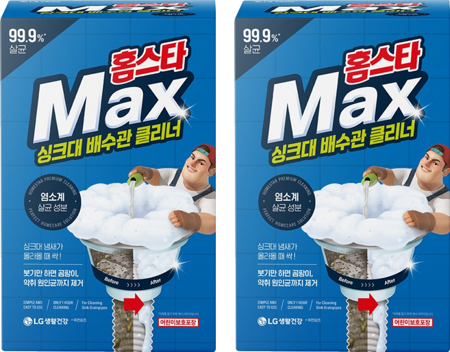 홈스타 맥스 싱크대 배수관 클리너, 680ml, 2세트