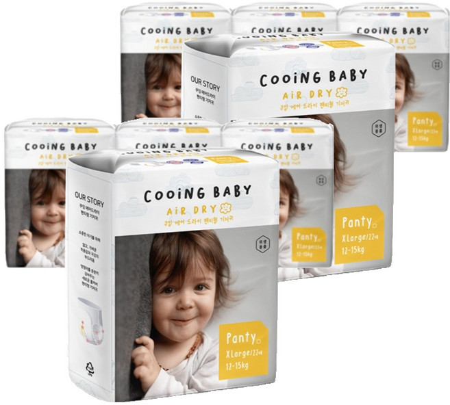 Cooing 에어 드라이 풀커버 팬티형 기저귀 아동용, 특대형(XL), 176매