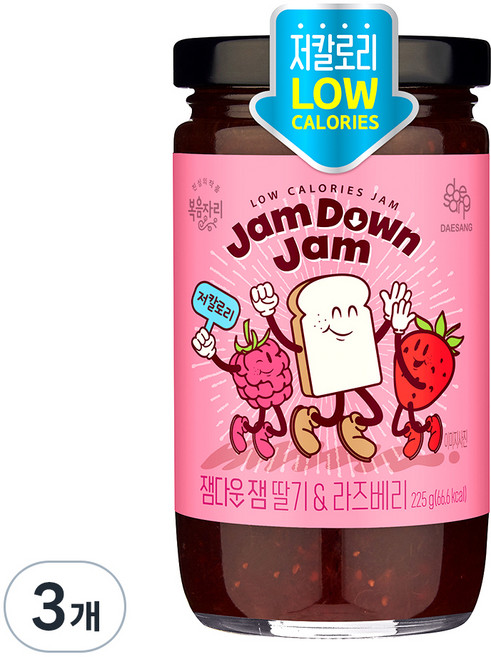 복음자리 잼다운 잼 딸기 & 라즈베리, 225g, 3개