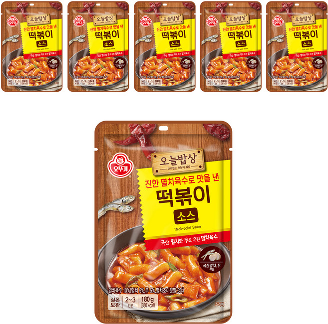 오뚜기 진한 멸치육수로 맛을 낸 떡볶이소스, 180g, 6개