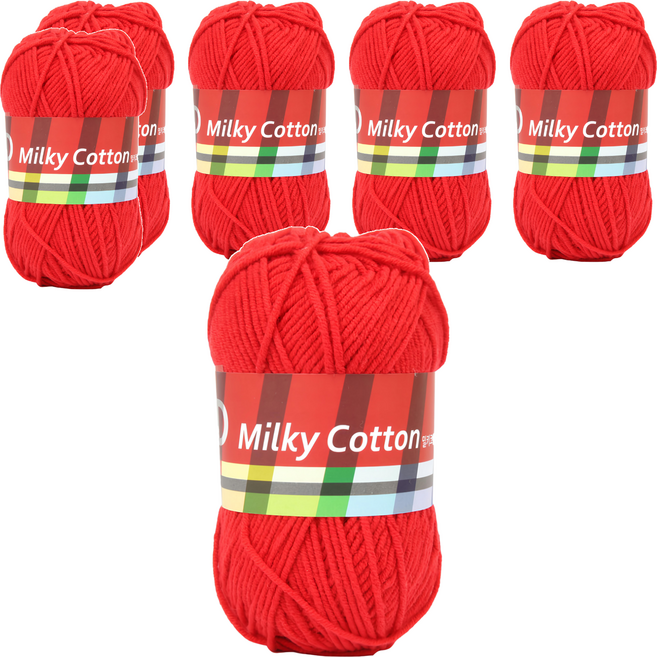 brandyarn Milky Cotton Red系列 棉混紡針織線 50g, 紅色, 6捲