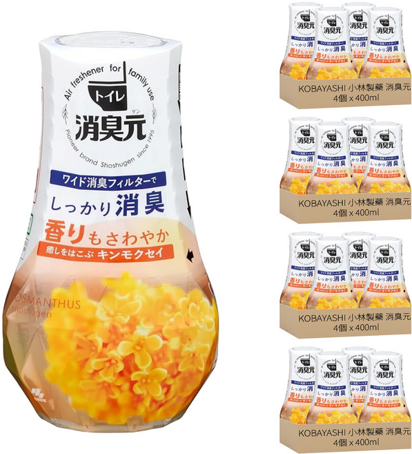 KOBAYASHI 小林製藥 消臭元 廁所芳香劑, 金桂花香, 400ml, 16瓶