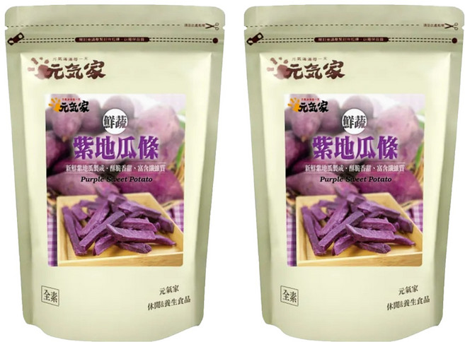 元氣家 紫地瓜脆條 低溫烘乾 富含纖維質 不添加色素、防腐劑, 100g, 2包