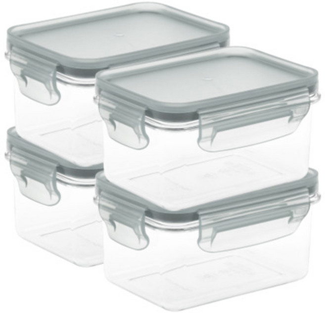 생활엔 클리어 차곡차곡 모듈러 밀폐용기 그레이, 1세트, 470ml (4P)