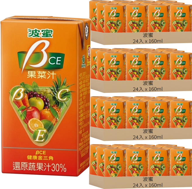 波蜜 果菜汁BCE, 160ml, 96入