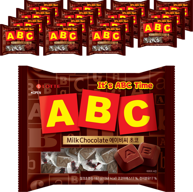 LOTTE 樂天 ABC巧克力, 187g, 16個