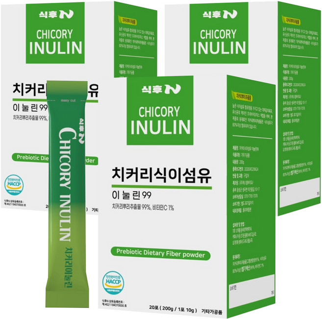 식후엔 치커리 식이섬유 이눌린 99 20p, 200g, 3개