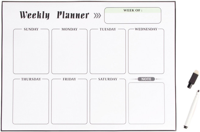 엉클킴 위클리 화이트보드 + 마커펜 세트, 고무 자석