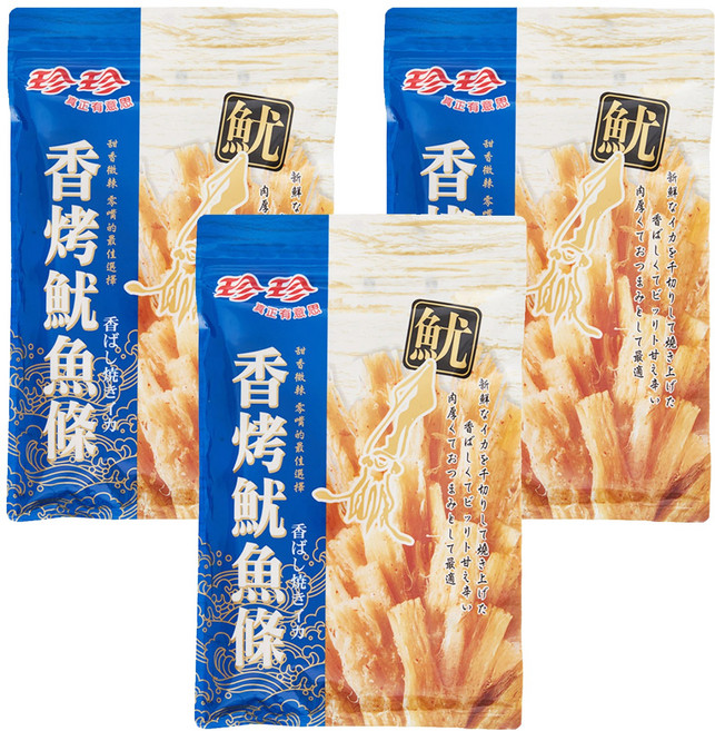 珍珍 香烤魷魚條, 80g, 3包