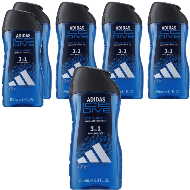 adidas 愛迪達 男性3合1潔顏洗髮沐浴露 超越沁涼, 250ml, 6瓶