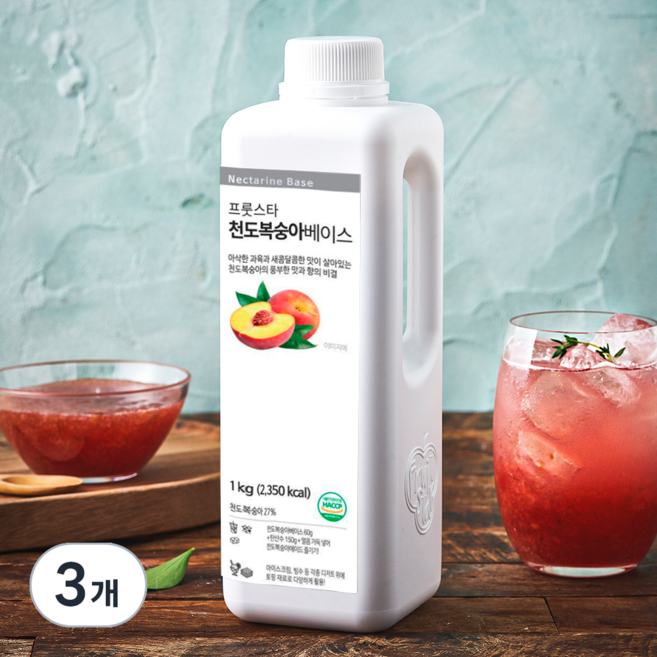 프룻스타 천도복숭아 음료베이스, 1kg, 3개