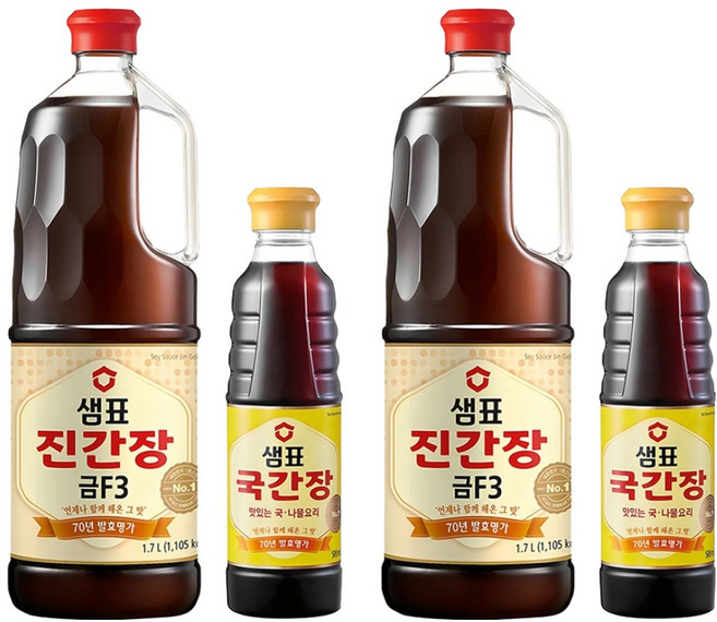 샘표 진간장 금F3 1.7L + 국간장 500ml, 2세트