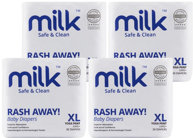 milk 鎖水芯牛奶尿布 褲型 12kg以上, 120片, XL