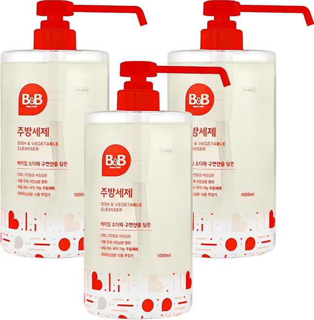 비앤비 주방세제 액상형, 1L, 3개