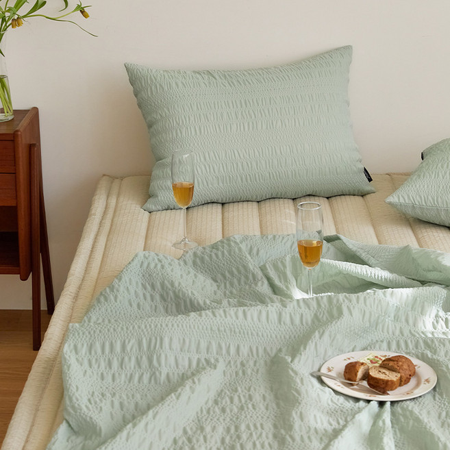 메리제인 셔링시어서커 여름 홑이불, 세이지그린