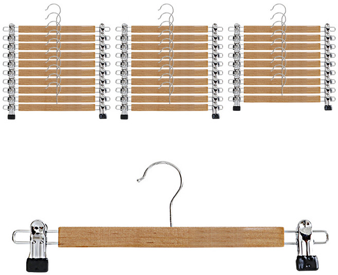 네이쳐리빙 원목 베이직 치마바지 집게걸이, 혼합색상, 30개