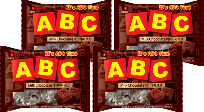 LOTTE 樂天 ABC字母巧克力, 72g, 4袋