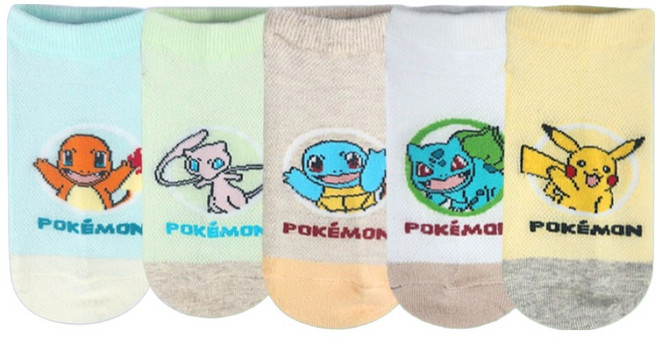아동용 아이뿜 포켓몬 피카츄 스니커즈 양말 PK-10 5종 세트