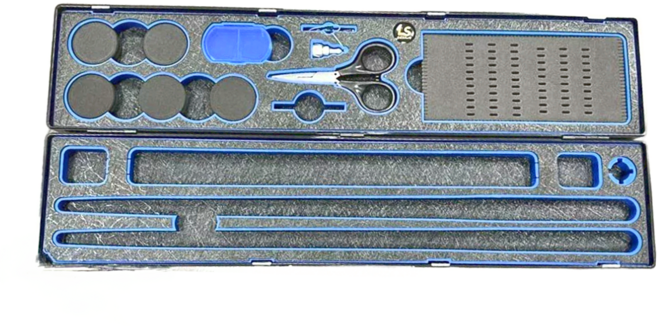 LS DESIGN ABS 輕量 迷你 偷跑盒 磁吸竿架套組 髮絲紋壓克力, 牛仔藍, 1組