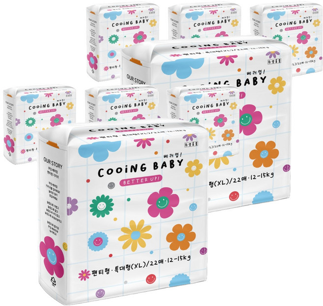 Cooing 베러업 팬티형 기저귀, 특대형(XL), 176매