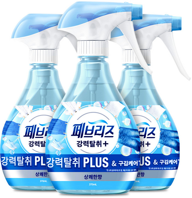 페브리즈 섬유탈취제 강력탈취 플러스 상쾌한향 본품, 370ml, 3개