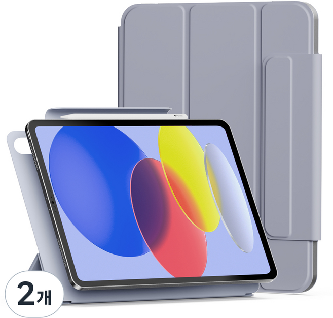 신지모루 마그네틱 폴리오 펜슬 커버 태블릿PC 케이스, 라벤더 퍼플, 2개