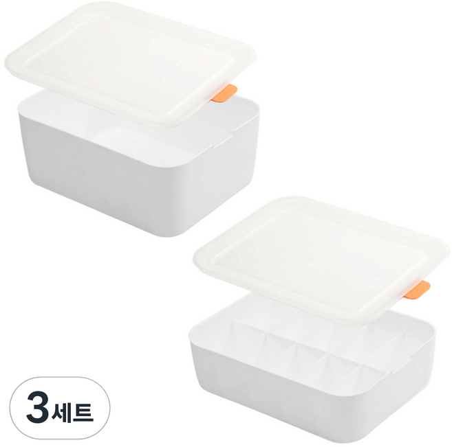 주앤지 속옷 양말 수납 정리함 서랍장 칸막이 칸칸이 보관함 15칸 + 뚜껑 세트 2p, 화이트, 3세트