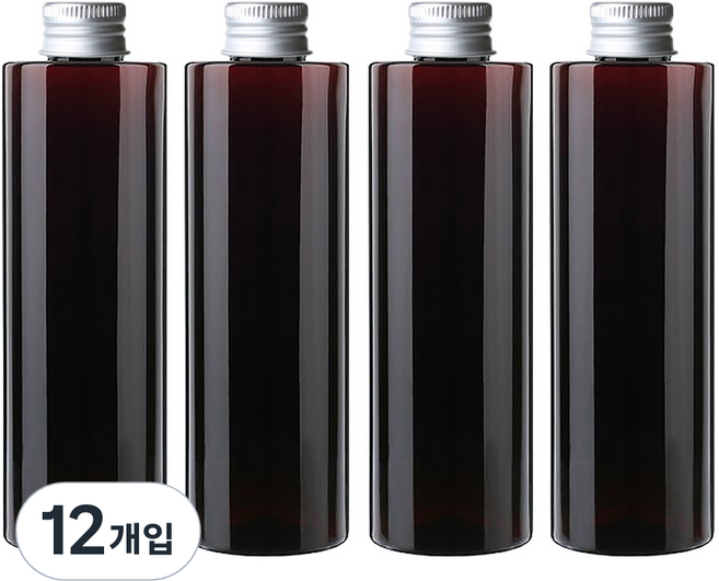 Glassdomae AC250 棕色透明飲料容器 鋁製銀色蓋, 250ml, 12個
