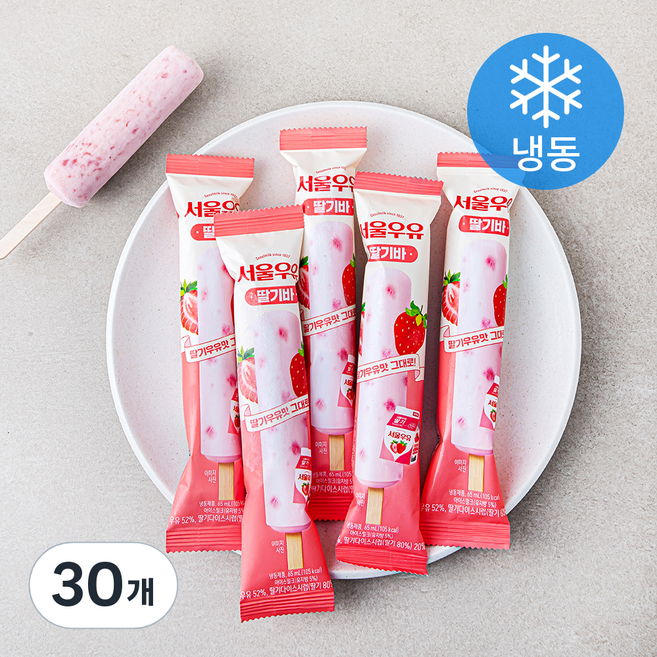 서울우유 딸기바 (냉동), 30개, 1개입, 65ml