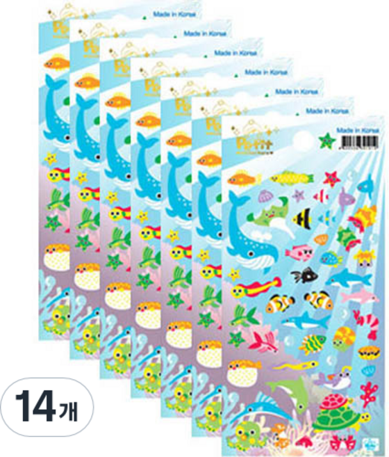 쁘띠팬시 시즌스티커 여름 언더더씨 DA5137, 혼합색상, 14개