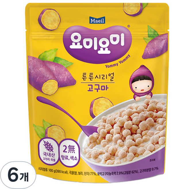 요미요미 튼튼시리얼, 고구마, 6개, 100g