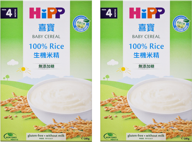 HiPP 喜寶 BABY CEREAL 100% Rice生機米精 無添加糖 4個月以上, 200g, 2盒