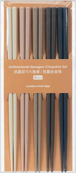 SHIMOYAMA 防滑六角抗菌筷/合金筷, 莫蘭迪色, 5雙筷子, 1組
