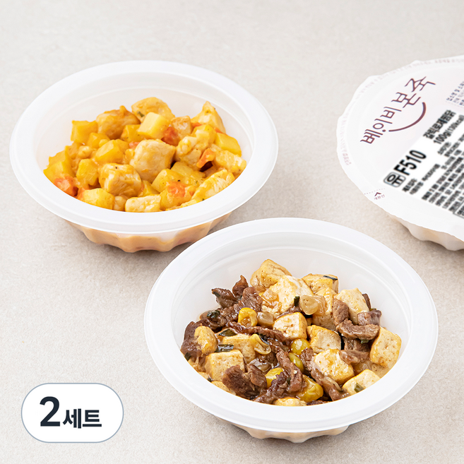 베이비본죽 반찬 한우 두부 강정 100g + 갈릭 로제 찜닭 100g A세트, 200g, 2세트