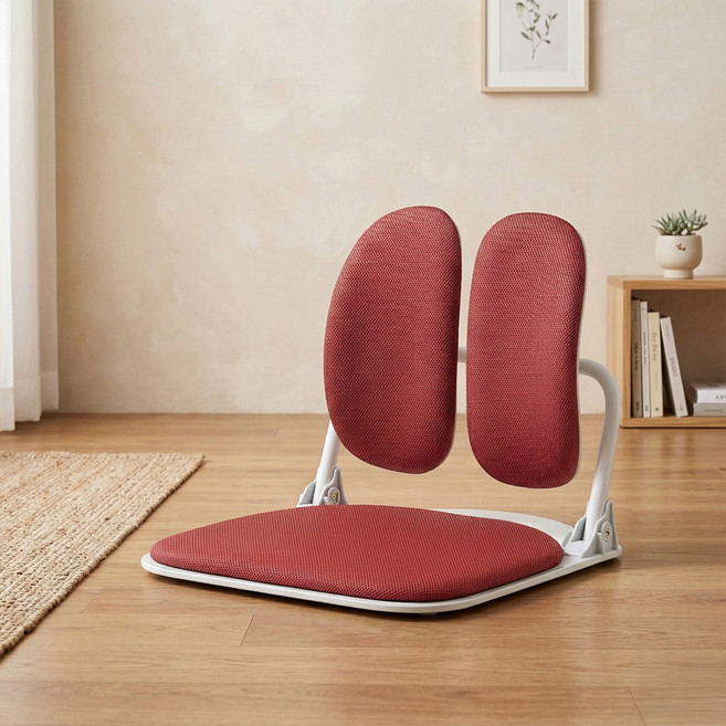 듀오백 폴딩형 패브릭 좌식의자 온돌 D-922, 레드, 1개