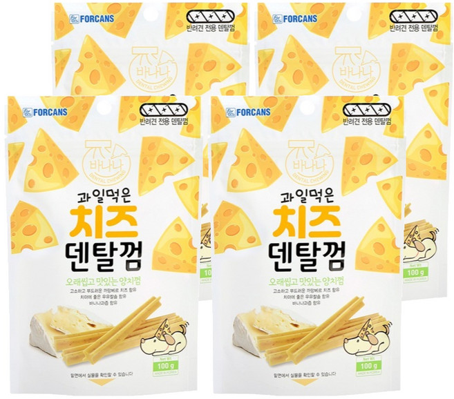 포켄스 강아지 과일먹은 치즈덴탈껌, 바나나, 100g, 4개