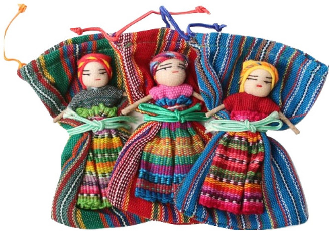 ROMANTIC NOVEMBER 瓜地馬拉毛毛煩惱娃娃 + 收納袋 套組, 7.5cm, 顏色隨機, 3組