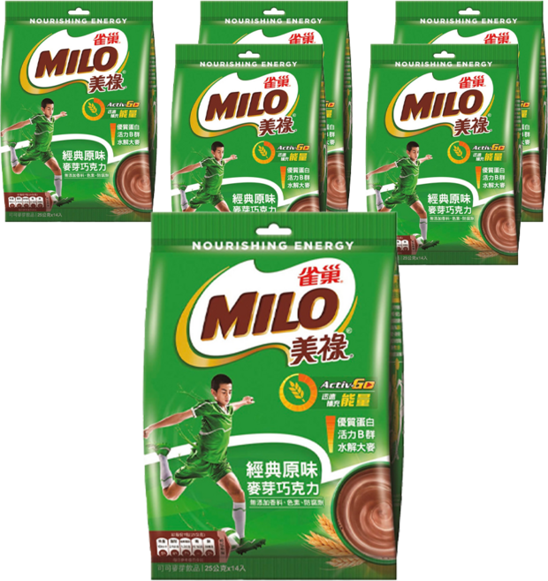 MILO 美祿 經典原味巧克力麥芽飲品 沖泡粉, 25g, 14入, 6袋