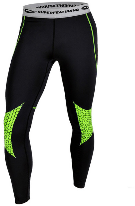 SUPERFEATURING 專業跑步三鐵 Hicolor運動壓縮緊身褲 - 亮綠色