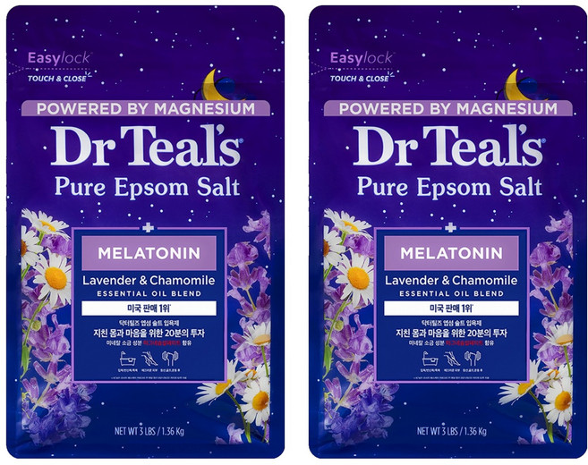 닥터틸즈 퓨어 엡섬 솔트 멜라토닌 에센셜 오일 블렌드 입욕제, 2개, 1.36kg