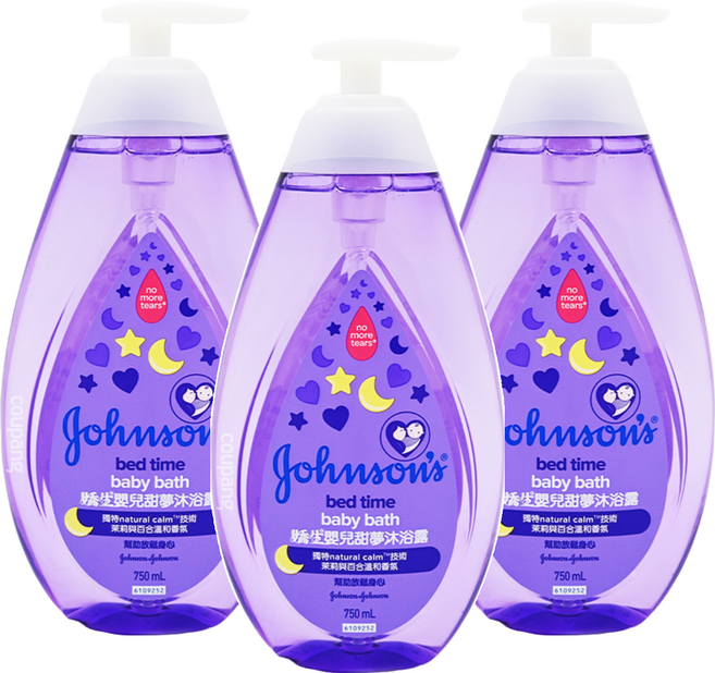Johnson's 嬌生 嬰兒甜夢沐浴露 茉莉與百合溫和香氛, 750ml, 3瓶