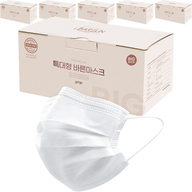 고르고 바른 마스크 성인용 특대형, 50개입, 6개, 화이트