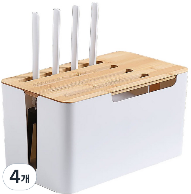 소하임 우드 커버 공유기 전선 정리함, 4개, 화이트