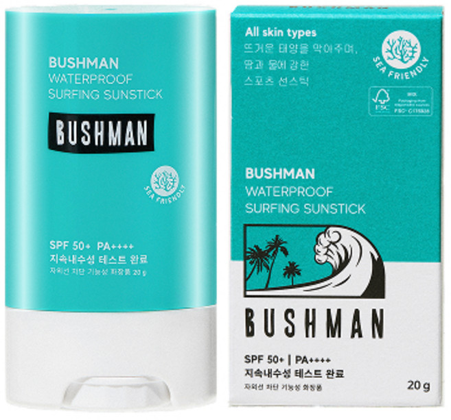 부쉬맨 워터프루프 서핑 선스틱 SPF50+ PA++++, 20g, 1개