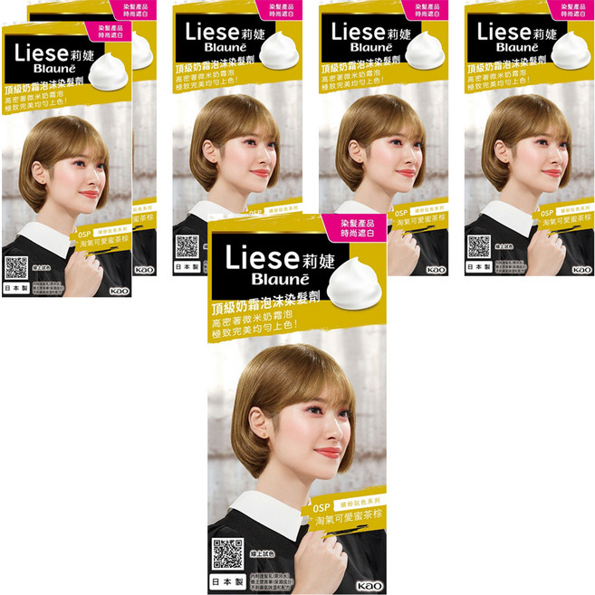 Liese 莉婕 頂級奶霜泡沫染髮劑, 淘氣可愛蜜茶棕, 6個