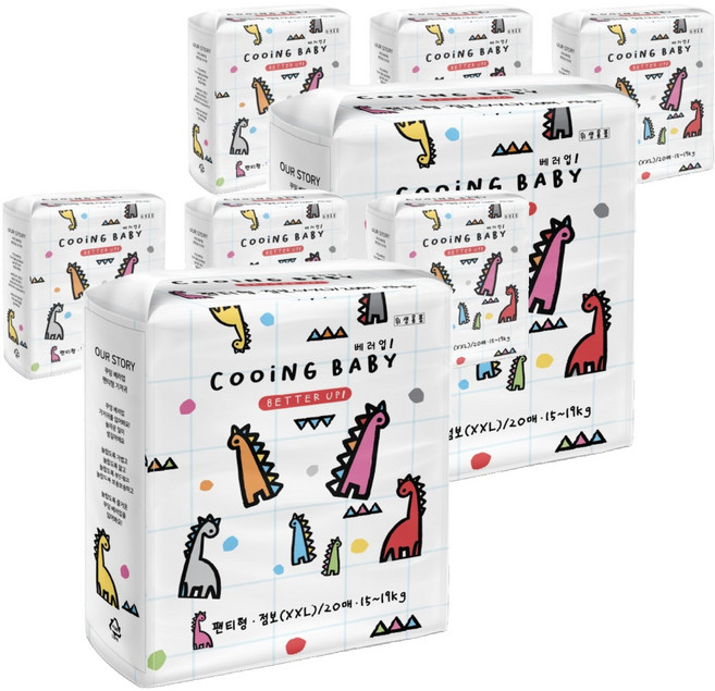 Cooing 베러업 팬티형 기저귀 남녀공용, 점보형(2XL), 160매