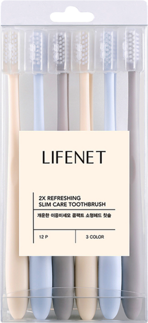 LIFENET 清爽雙重細毛小頭牙刷, 12支, 1盒