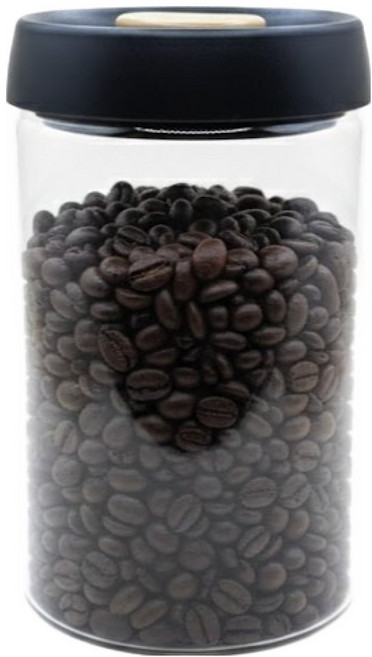 유N아이 유리 진공 밀폐 용기 1200ml, 투명(용기), 블랙(캡), 1개