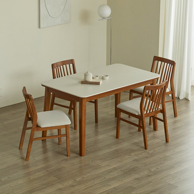 파로마 솔로르 통세라믹 식탁 1400 + 의자B 4p 세트 방문설치, 월넛, 4인용